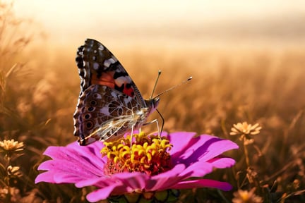 Tidselsommerfugl på lilla blomst